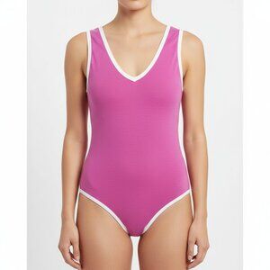 Free People‎ Rib Trim V-Neck Bodysuit Pink Cotton Sleeveless – nWOT S